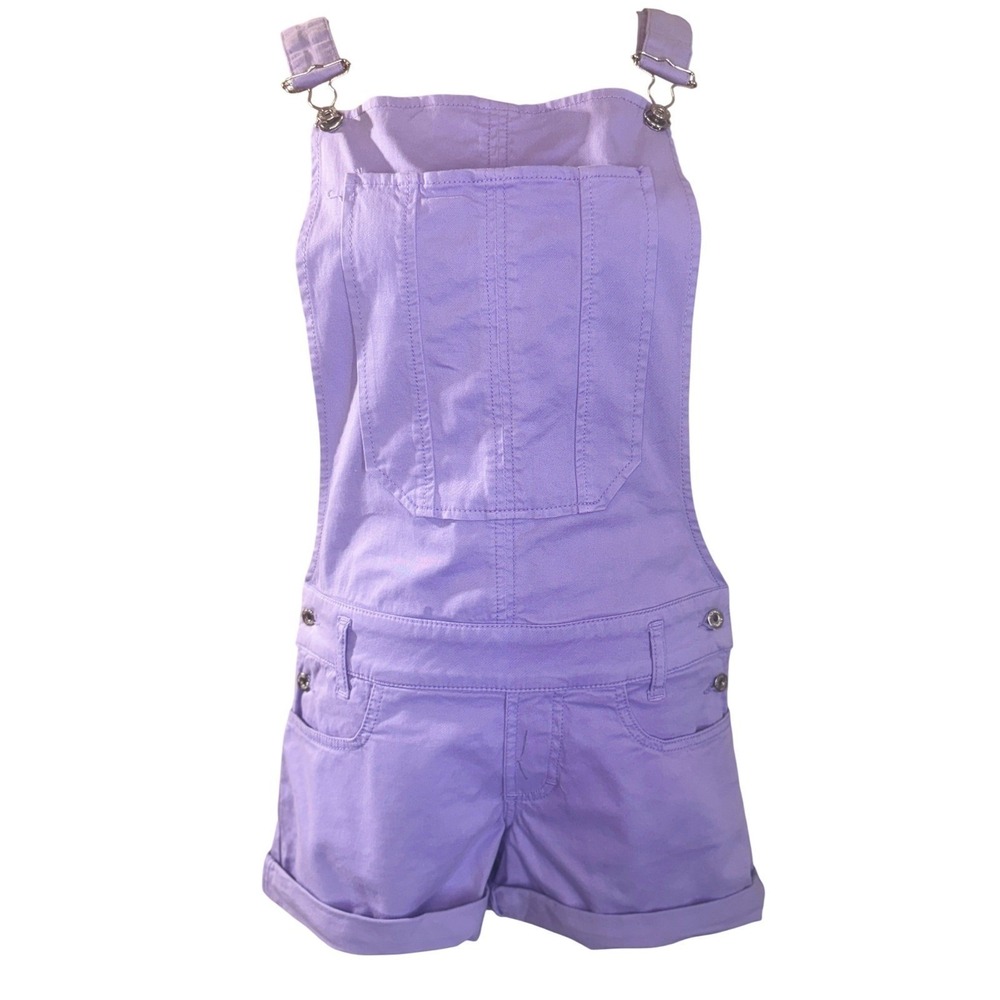 Fiorucci Overall Shorts Women's XS Purple Cotton Adjustable Strap Romper NWT Y2K